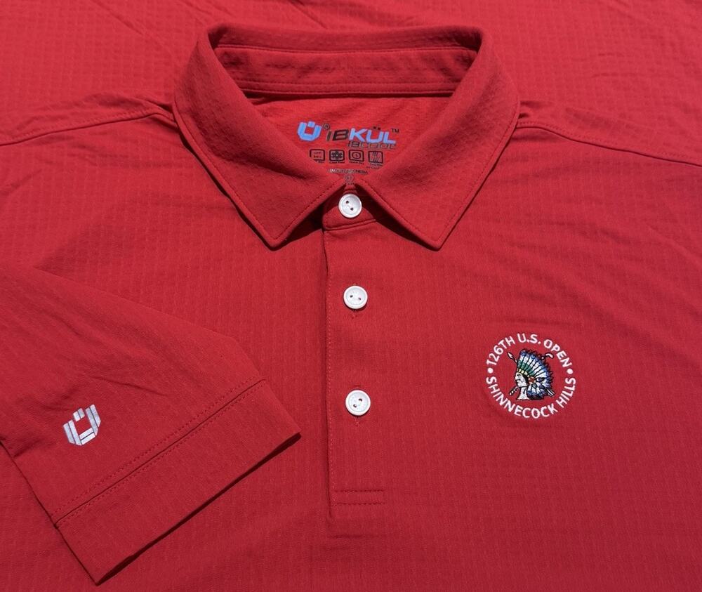 IBKUL x Shinnecock Hills Shirt Mens XL Red Stretch Lightweight Golf Long Sleeve